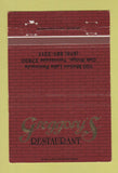 Matchbook Cover - Greggory's Restaurant Oak Ridge TN WEAR 40 Strike