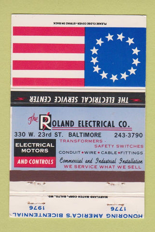 Matchbook Cover - Roland Electric Baltimore MD 1976 40 Strike
