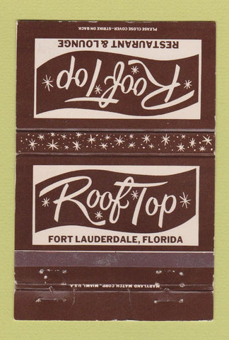 Matchbook Cover - Roof Top Restaurant Fort Lauderdale FL WEAR 40 Strike