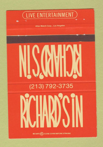 Matchbook Cover - Richard's In Pasadena CA 40 Strike
