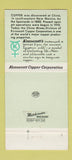 Matchbook Cover - Kennecott Copper Corporation NM 30 Strike