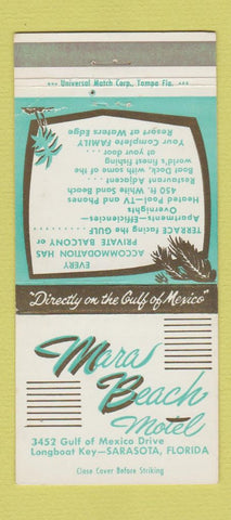 Matchbook Cover - Mara Beach Motel Sarasota FL 30 Strike