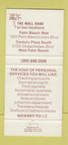 Matchbook Cover - The Mall Bank West Palm Beach FL 30 Strike