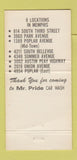 Matchbook Cover - Mr Pride Car Wash Memphis TN WEAR 30 Strike