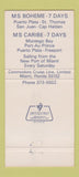 Matchbook Cover - Boheme Caribe Commodore Cruise Lines 30 Strike