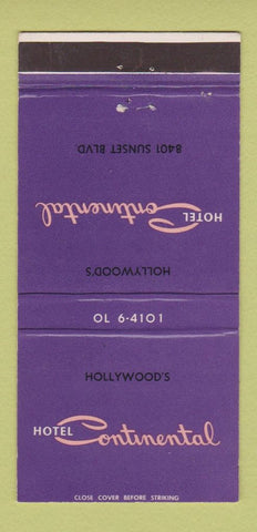 Matchbook Cover - Hotel Continental Hollywood CA WEAR 30 Strike