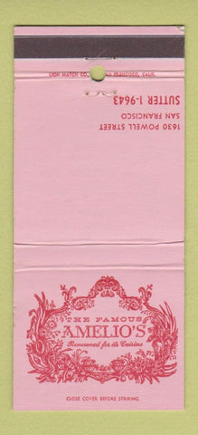 Matchbook Cover - Amelio's Restaurant San Francisco CA 30 Strike