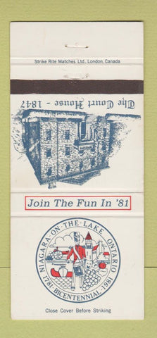 Matchbook Cover - Court House Niagara on the Lake ON 1981 WEAR 30 Strike