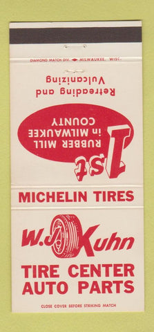 Matchbook Cover - WJ Kuhn Tire Center Milwaukee County WI Michelin 30 Strike