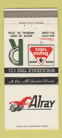 Matchbook Cover - Alray Tires Dayton Imperial PA 30 Strike