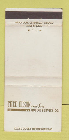 Matchbook Cover - Fred Olson Motor Service Portage IN? 30 Strike