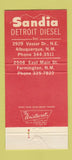 Matchbook Cover - Sandia Detroit Diesel Albuquerque Farmington NM WEAR 30 Strike