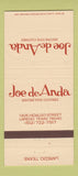 Matchbook Cover - Joe de Anda Clothes Laredo TX 30 Strike
