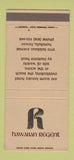 Matchbook Cover - Hawiian Regent Honolulu Hawaii Waikiki 30 Strike