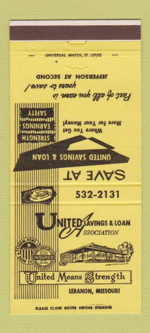 Matchbook Cover - United Savings and Loan Lebanon MO 30 Strike