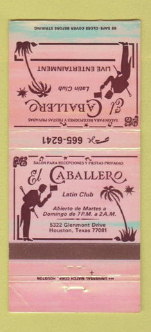 Matchbook Cover - El Caballero Latin Club Houston TX 30 Strike