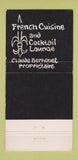 Matchbook Cover - Restaurant De France San Francisco CA WEAR 30 Strike