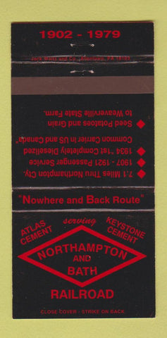 Matchbook Cover - Northampton and Bath Railroad Atlas Cement 30 Strike