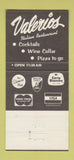 Matchbook Cover - Valerio's Italian Restaurant San Antonio TX 30 Strike