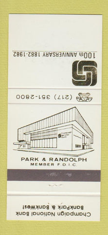 Matchbook Cover - Champaign National Bank IL 1982 30 Strike