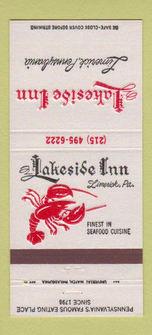 Matchbook Cover - Lakeside Inn Limerick PA lobster 30 Strike
