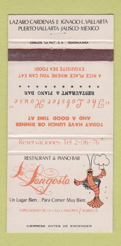 Matchbook Cover - La Langosta Jalisco Mexico WEAR 30 Strike
