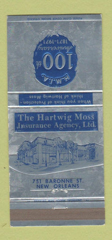 Matchbook Cover - Hartwig Moss Insurance Agency New Orleans LA 1971 30 Strike