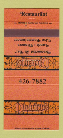 Matchbook Cover - Dietrich's Restaurant Holiday Inn Santa Cruz CA 30 Strike