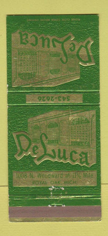 Matchbook Cover - DeLuca Royal Oak MI Italian Restaurant WORN BACK 30 Strike