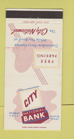 Matchbook Cover - City National Bank Austin TX 30 Strike
