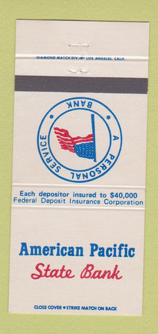 Matchbook Cover American Pacific State Bank Sun Valley CA Sherman Oaks 30 Strike