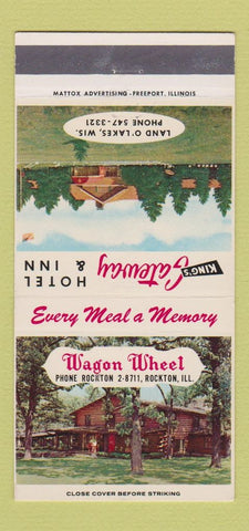 Matchbook Cover Wagon Wheel Rockton IL King's Gateway Land O Lakes WI 30 Strike