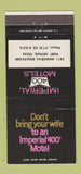Matchbook Cover - Imperial 400 Motels Port Arthur TX 30 Strike