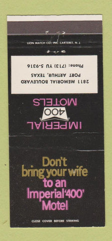 Matchbook Cover - Imperial 400 Motels Port Arthur TX 30 Strike