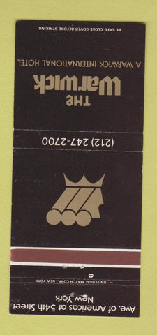 Matchbook Cover - Warwick Hotel New York City 30 Strike