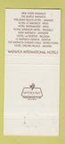 Matchbook Cover - Warwick Hotel New York City 30 Strike