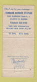 Matchbook Cover - Kinnard Pure oil gas Atlanta GA 30 Strike