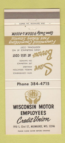 Matchbook Cover - Wisconsin Motor Credit Union Milwaukee WI 30 Strike