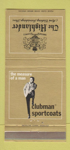 Matchbook Cover - The Highlander Men's Clothes Clubman San Diego CA 30 Strike