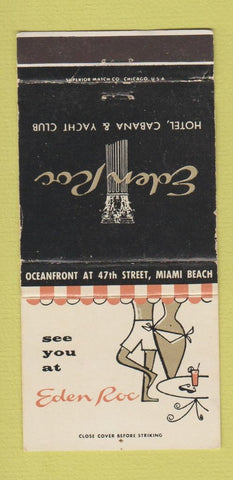 Matchbook Cover - Eden Rock Hotel Miami Beach FL WORN 30 Strike