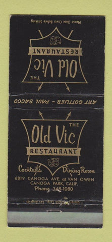Matchbook Cover - Old Vic Restaurant Canoga Park CA 30 Strike