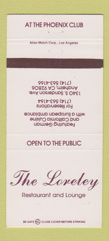 Matchbook Cover - The Loreley Restaurant Anaheim CA 30 Strike
