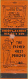 Matchbook Cover - State of Kansas Labor Union Farmer PAPER LOSS