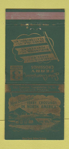 Matchbook Cover - Lake Champlain Ferry Crossing Charlotte VT Essex NY  30 Strike