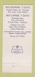 Matchbook Cover - Boheme Caribe Commodore Crusies 30 Strike