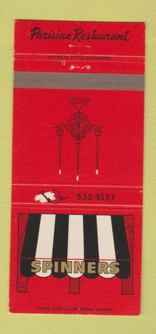 Matchbook Cover - Parisian Restaurant Spinners Hershey PA 30 Strike