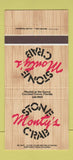 Matchbook Cover - Monty's Stone Crab Coconut Grove FL 30 Strike