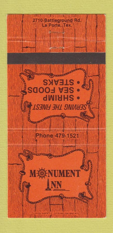 Matchbook Cover - Monument Inn La Porte TX 30 Strike