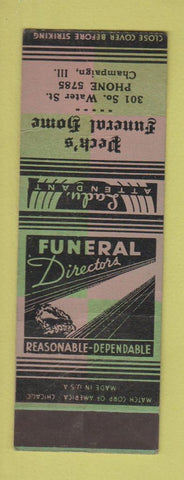 Matchbook Cover - Peck's Funeral Home Champaign IL WORN SAMPLE