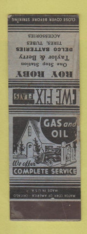 Matchbook Cover - Roy Roby Delco Batteries oil gas POOR SAMPLE